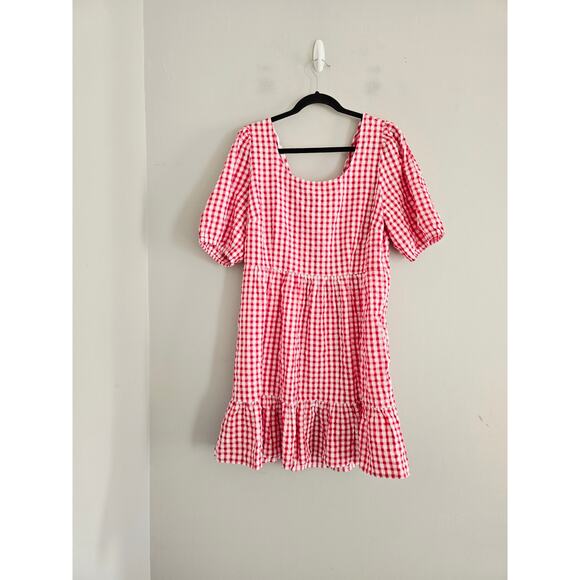 Ann Taylor Lofr Red Plaid Mini Dress 14 NWT - Picture 3 of 4